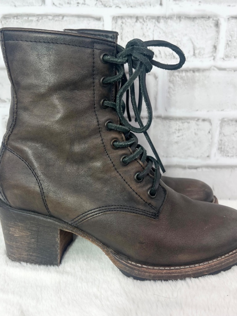 🦅FREEBIRD BY STEVEN • Cavalier Brown Leather Lace Up Combat Ankle Boots Size 8 - Picture 2 of 15
